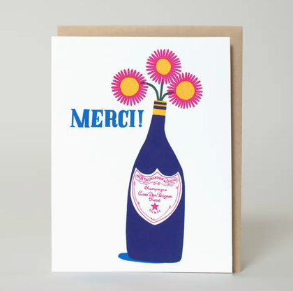 Egg Press Merci Champagne Thank You Card