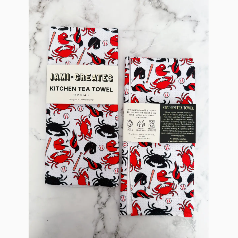 Jami Creates Baltimore Orioles Crab Dish Towel