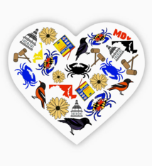 Jami Creates Maryland Favorite Things Heart Sticker
