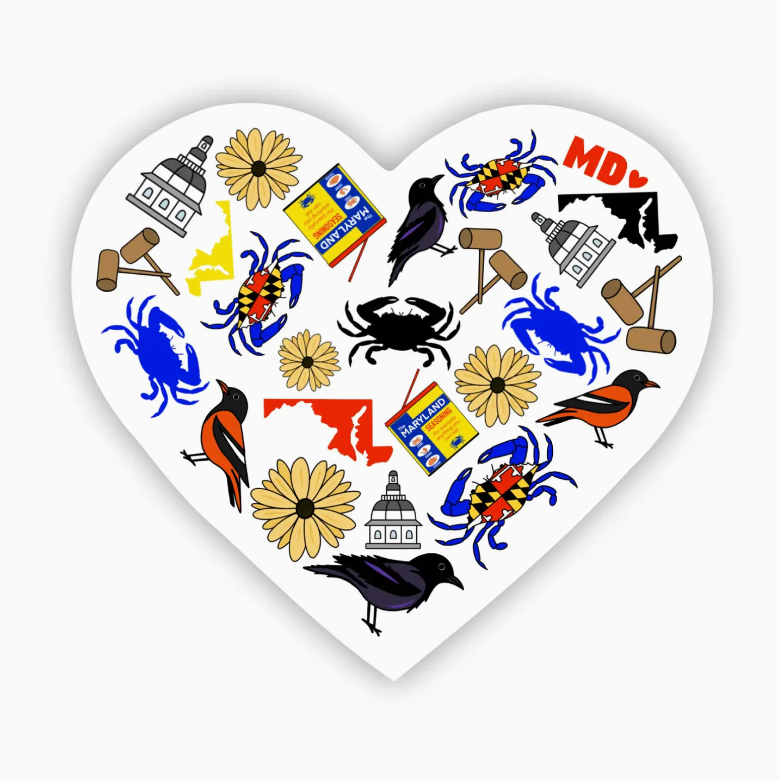 Jami Creates Maryland Favorite Things Heart Sticker