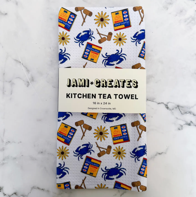 Jami Creates Maryland Seasoning Crab Feast Dish Towel