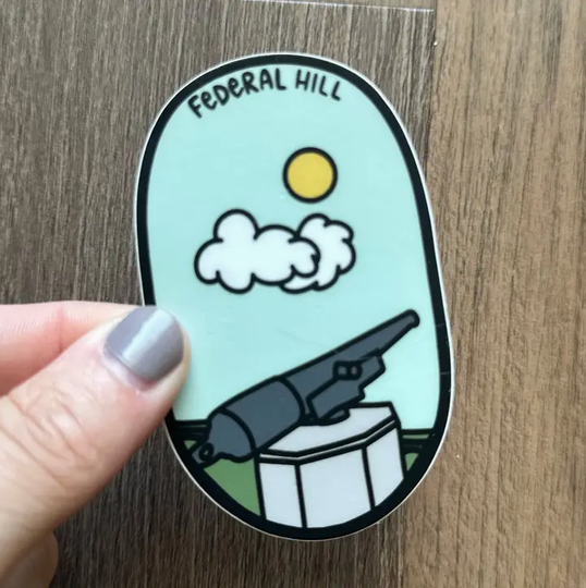the letters mdn Fed Hill Badge Sticker