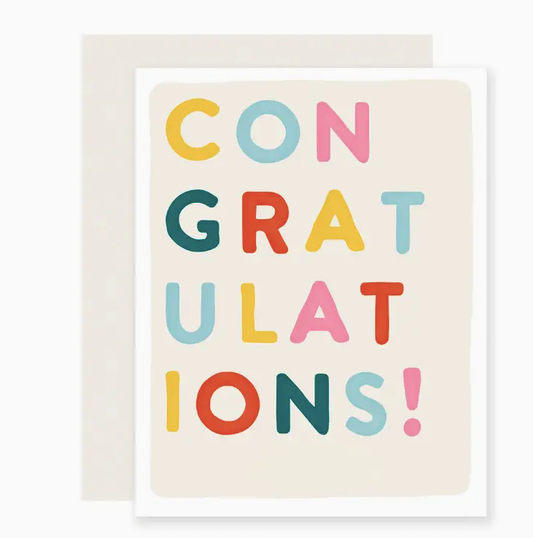 Slightly Stationery Block Letter Congrats Card