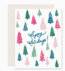 Slightly Stationery Bright Trees Holiday Card