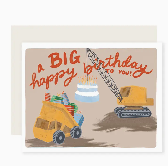 Slightly Stationery Construction Trucks Birthday Card