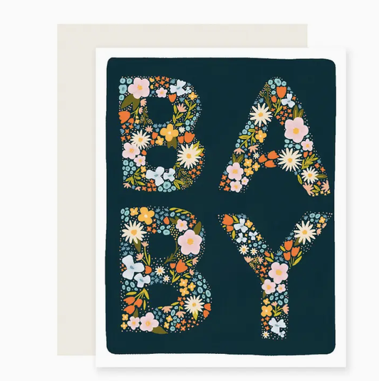 Slightly Stationery Floral Baby Letters Card