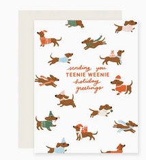 Slightly Stationery Teenie Weenie Dog Holiday Card