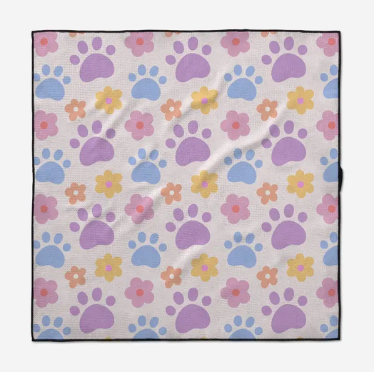 Geometry Paws and Daisies Dog Towel