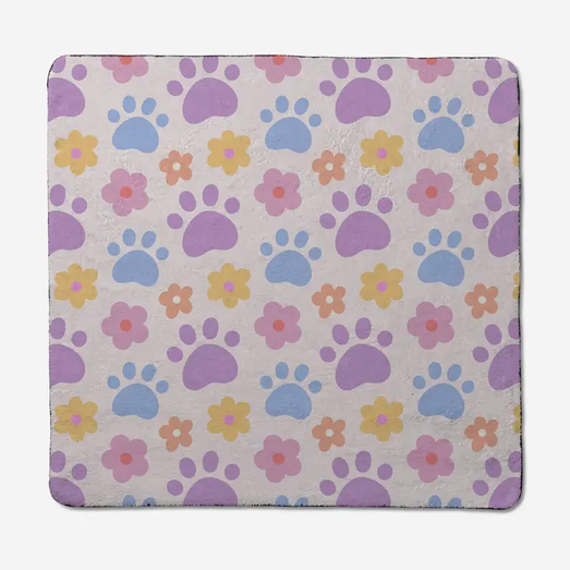 Geometry Paws and Daisies Plush Towel