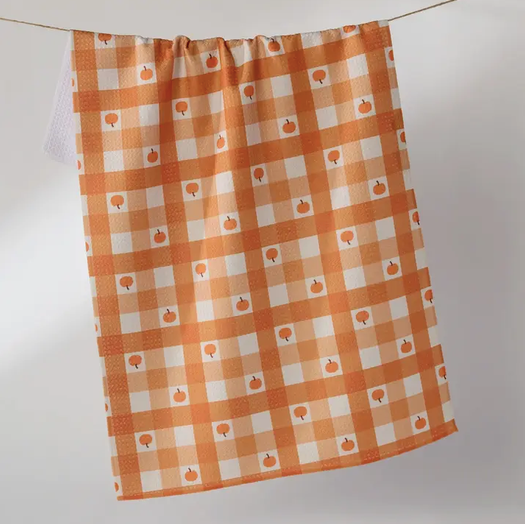 Geometry Pumpkin Check Tea Towel