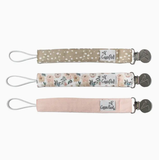 Copper Pearl Binky Clip Set Autumn