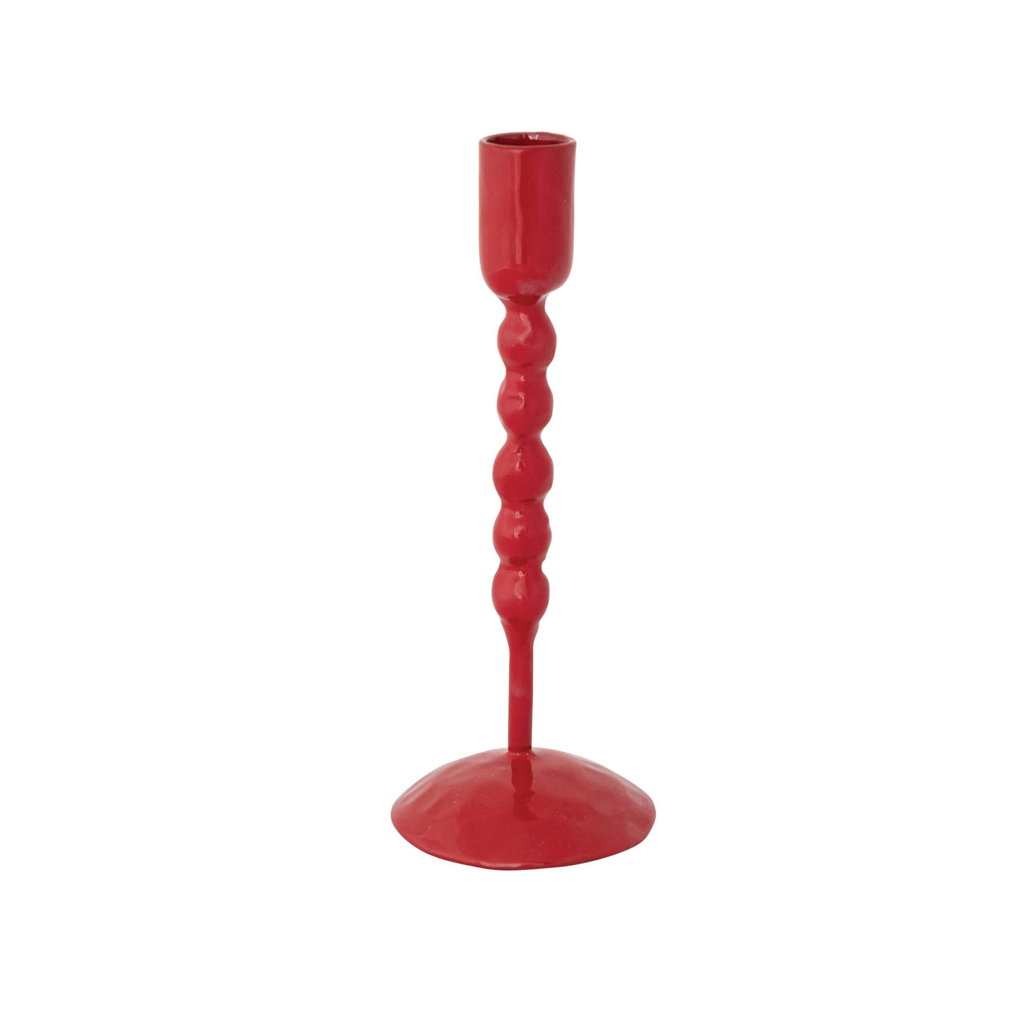 Creative Co-op 7.5" Enameled Taper Holder - Red