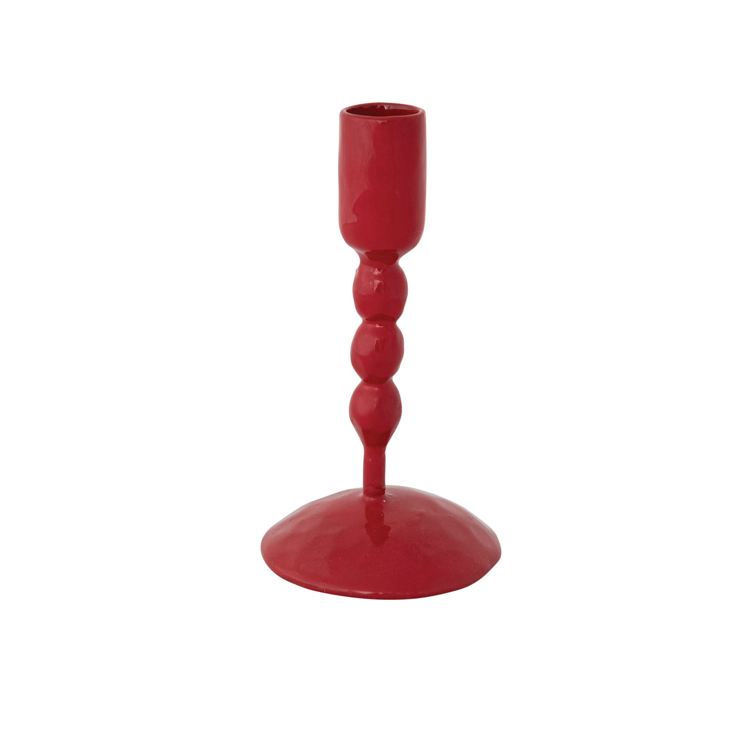 Creative Co-op 5.5" Enameled Taper Holder - Red