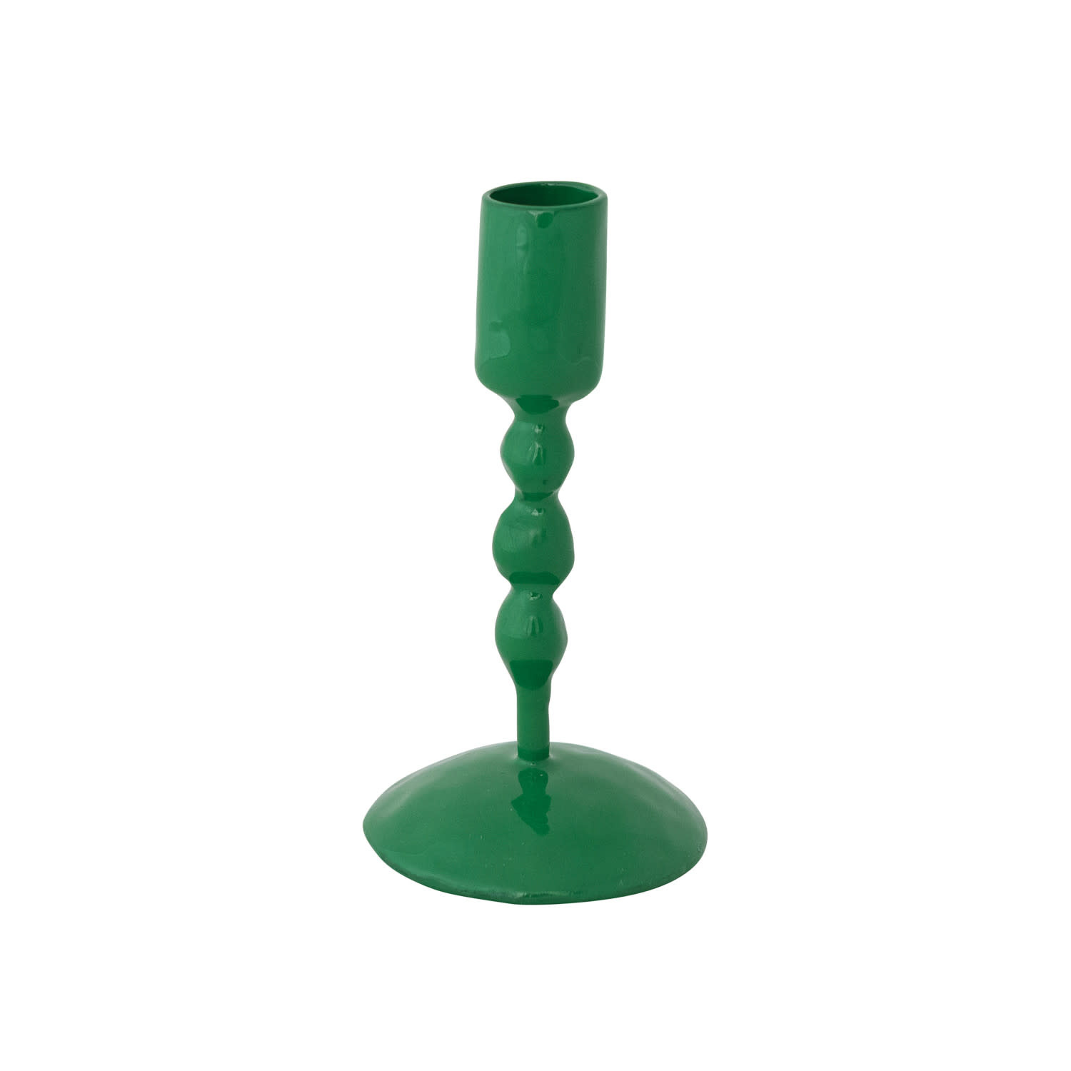 Creative Co-op 5.5" Enameled Taper Holder - Green