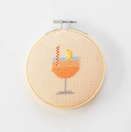 Cotton Clara Craft Kits Aperol Cocktail Beginner Counted Cross Stitch Kit