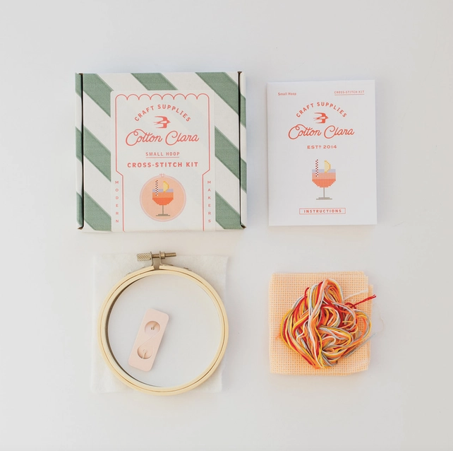 Cotton Clara Craft Kits Aperol Cocktail Beginner Counted Cross Stitch Kit