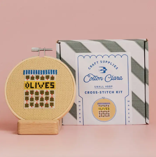 Cotton Clara Craft Kits Olives Cross Stitch Kit
