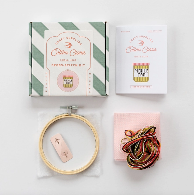 Cotton Clara Craft Kits Pickle Jar Cross Stitch Kit