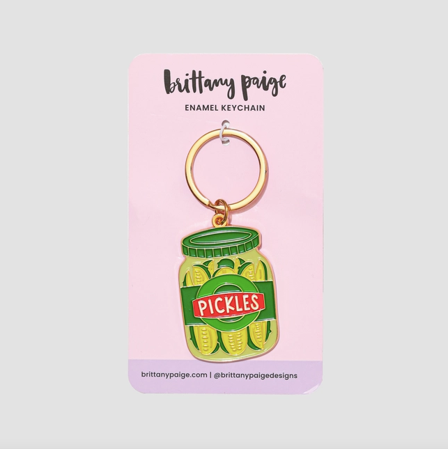 Brittany Paige Pickle Jar Enamel Keychain Bag Charm