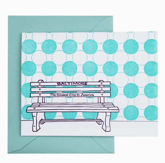 Tiny Dog Press Greatest City Baltimore Bench Card - Purple & Teal