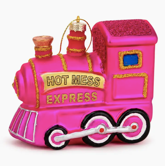 Chez Gagne Hot Mess Express - Train Glass Ornament