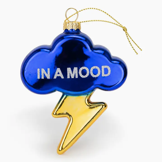 Chez Gagne In A Mood - Lightning + Cloud Glass Ornament