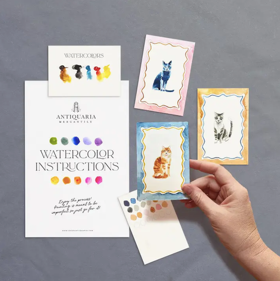 Antiquaria Mini Watercolor Painting Kit: Cats