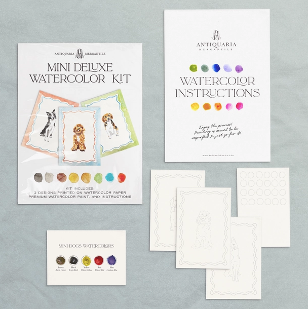 Antiquaria Mini Watercolor Painting Kit: Dogs