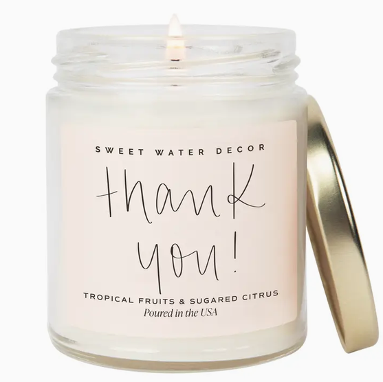 Sweet Water Decor Thank You! 9 oz Soy Candle