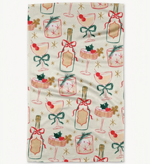 Geometry Christmas Cocktails Tea Towel