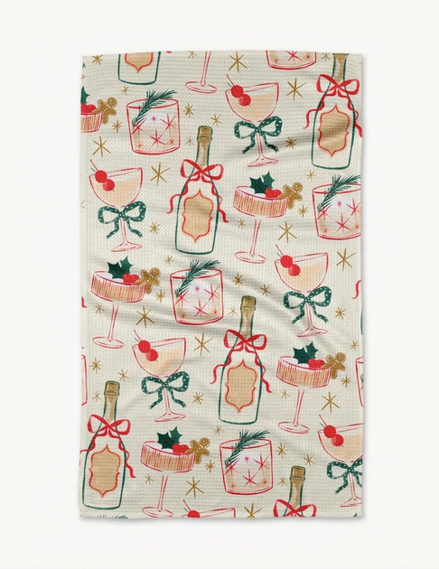Geometry Christmas Cocktails Tea Towel