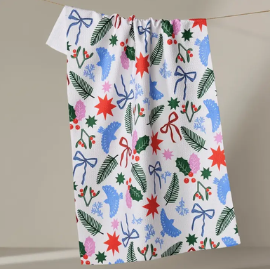Geometry Christmas Garden Party Tea Towel