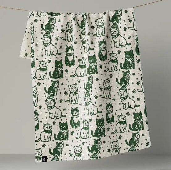 Geometry Cozy Kittens Luxe Kitchen Towel
