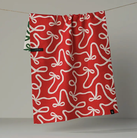 Geometry Holiday Bows Luxe Kitchen Towel