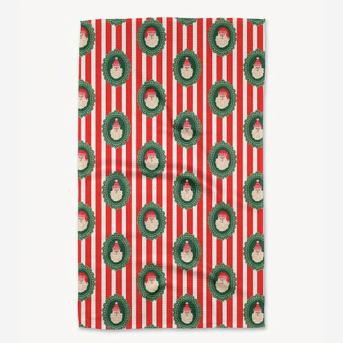 Geometry Striped Santa Tea Towel