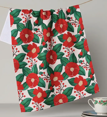 Geometry Winter Camellia Tea Towel