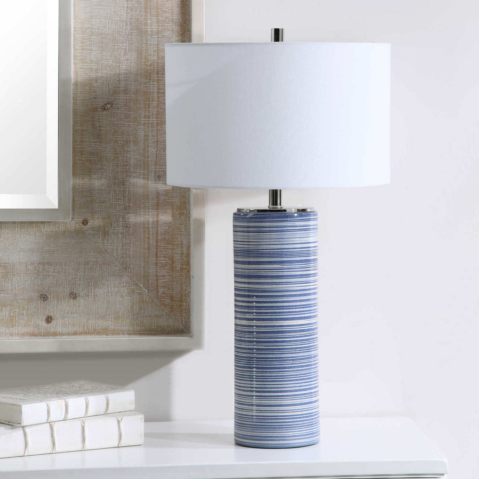 Outside The Box 9" Uttermost Montauk Blue Stripe Coastal Table Lamp