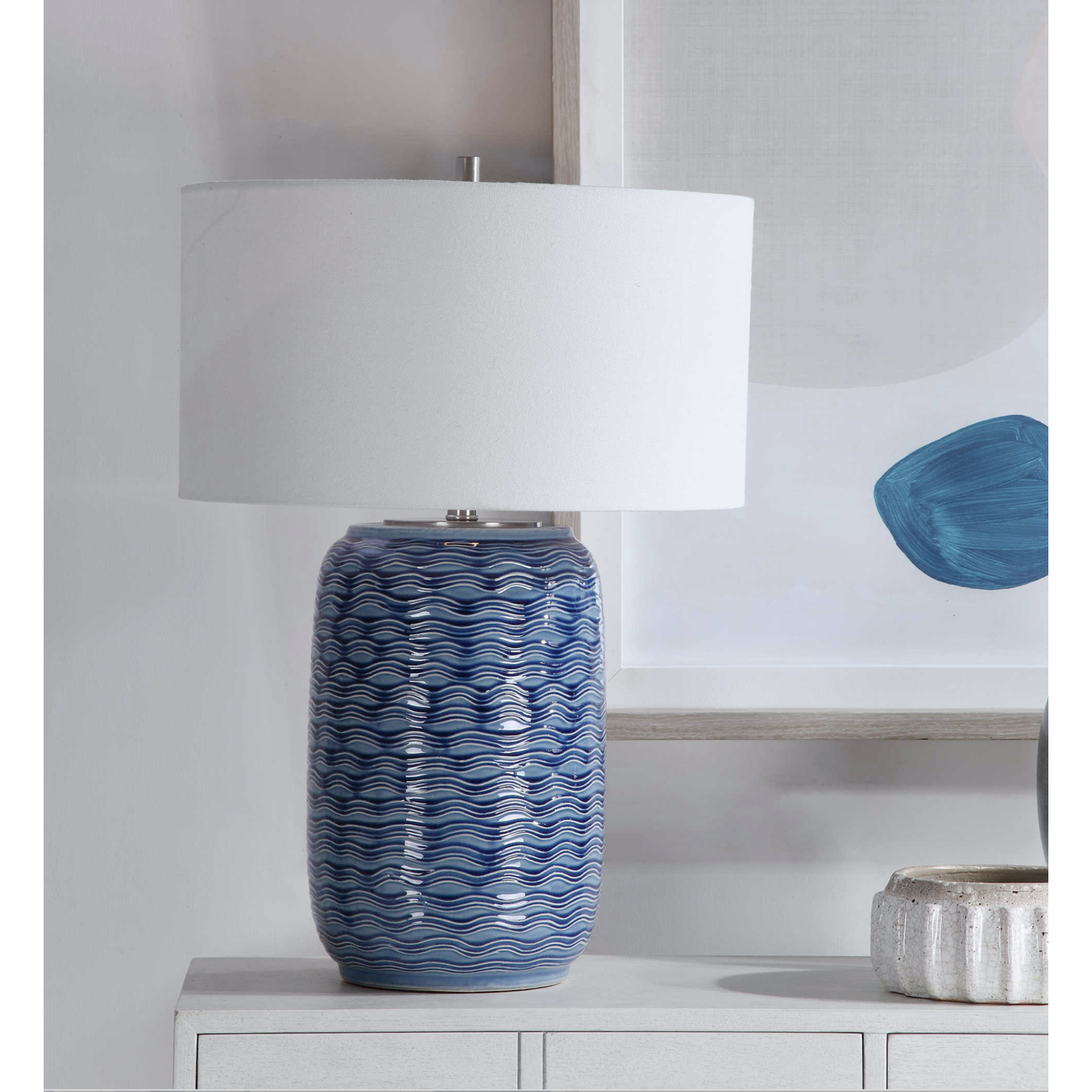 Outside The Box 27" Uttermost Sedna Wavy Striped Table Lamp