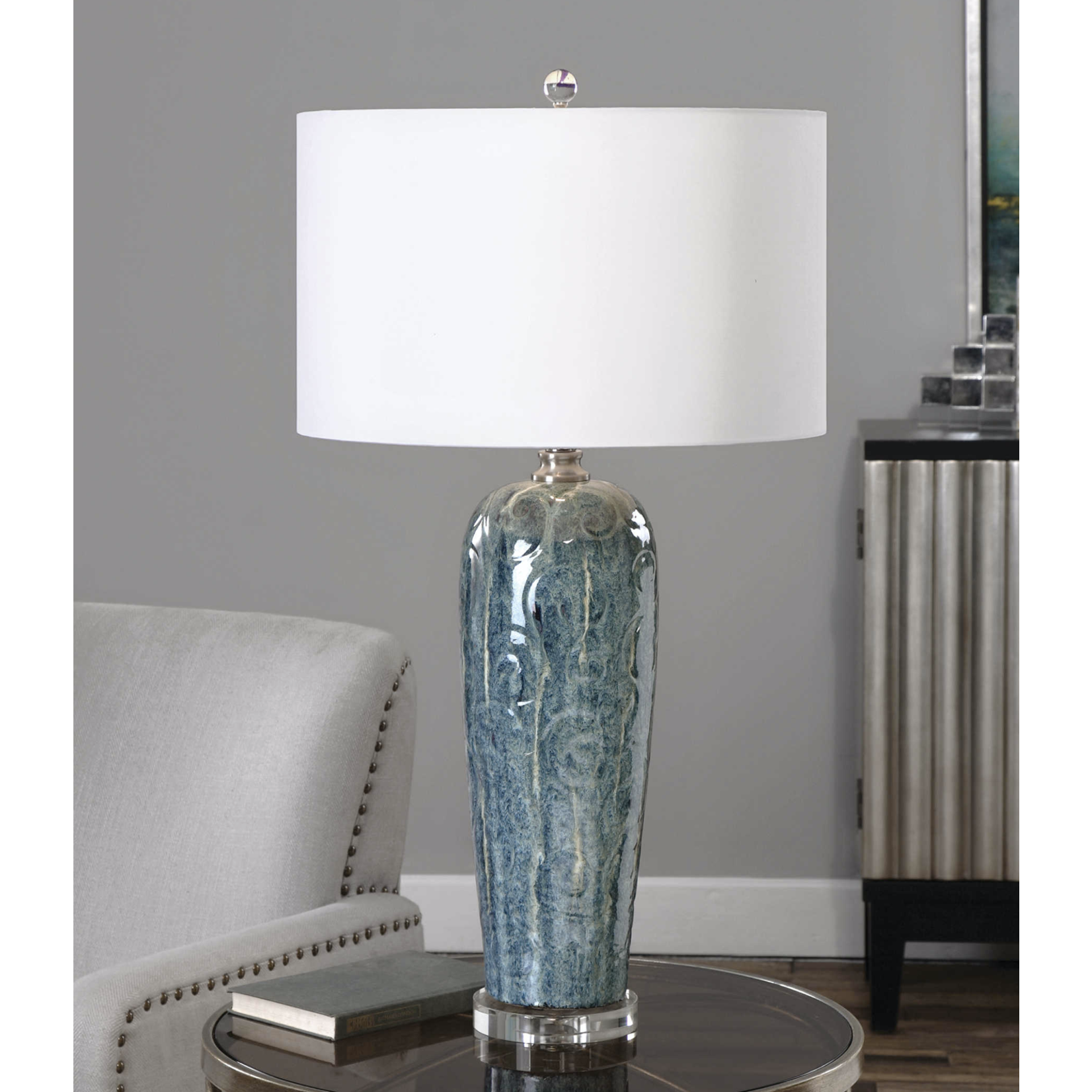 Outside The Box 33" Uttermost Maira Ceramic Swirl Table Lamp