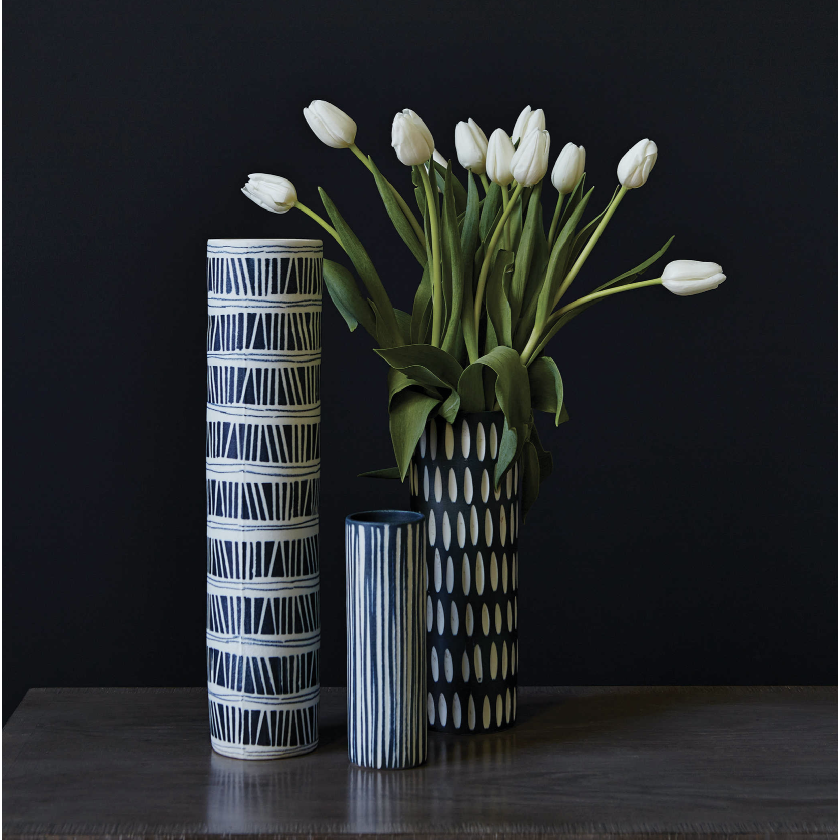 10" Batik Medium Ceramic Cylinder Vase