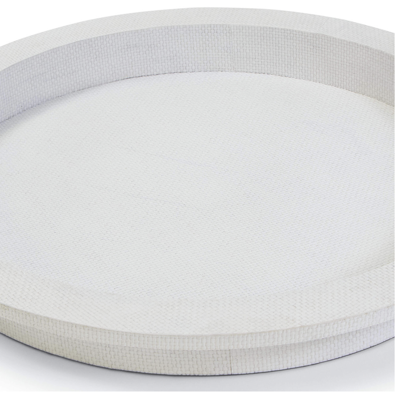 Outside The Box 22" Regina Andrew Aegean Rattan Jute Rope Round Serving Tray In White