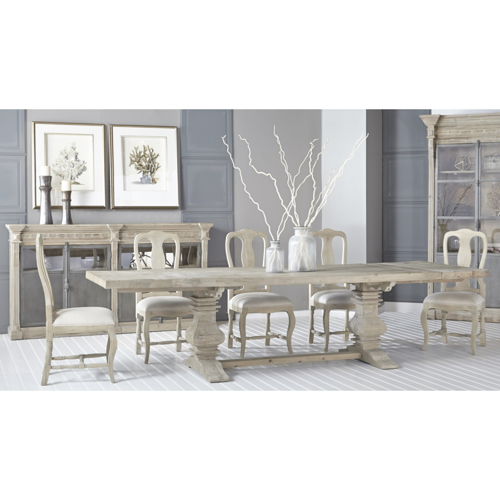 Outside The Box 84" Extends to 120" Monastery Solid Pine Extensional Trestle Dining Table