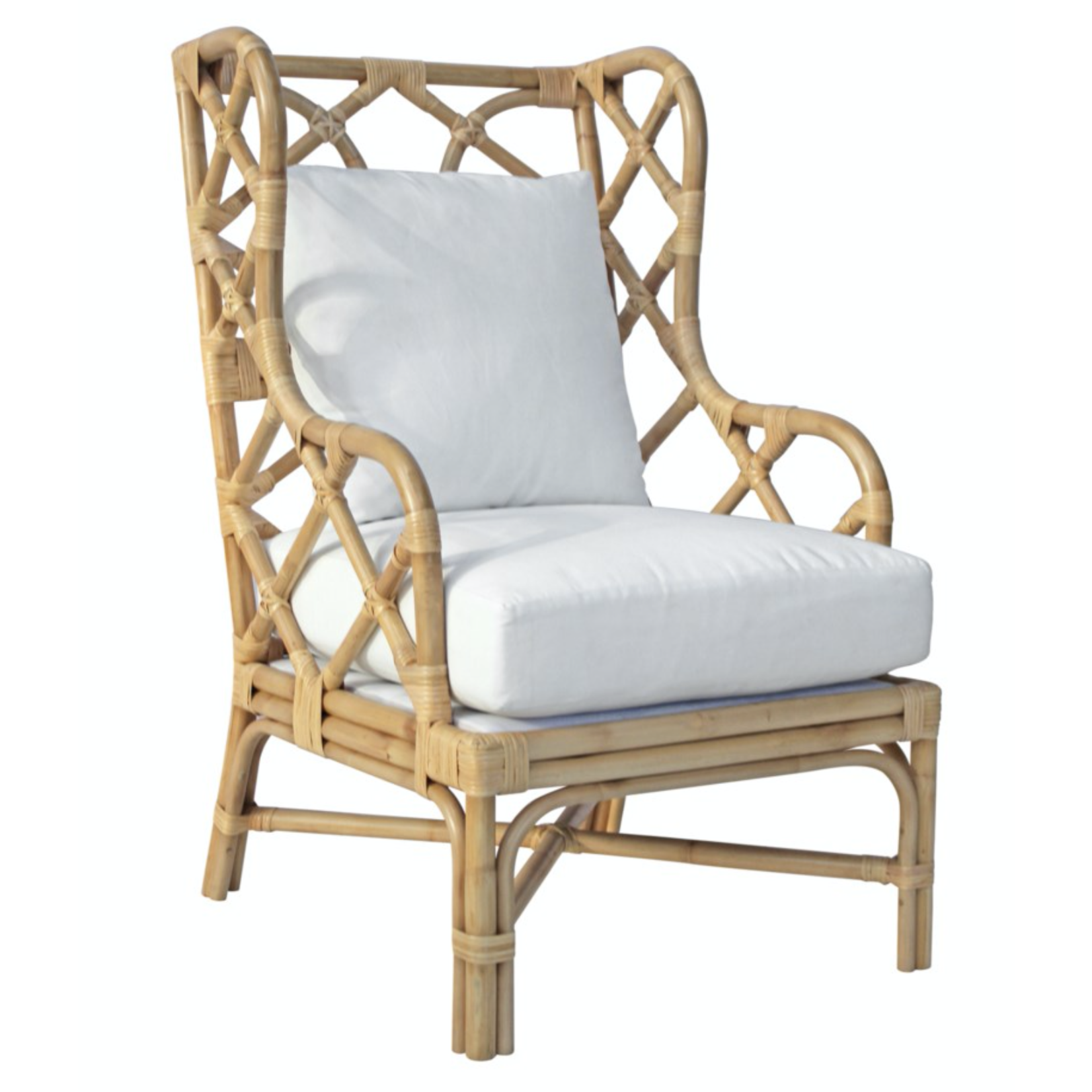 rattan wing back chair