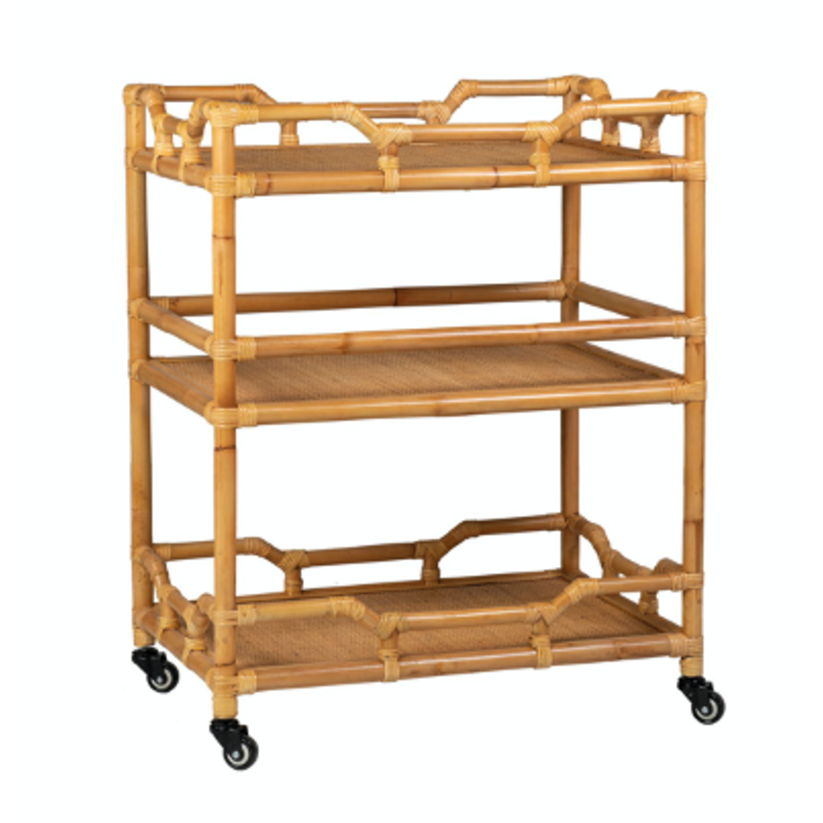 Outside The Box 30x20x37 Napali Rattan Rolling Barcart