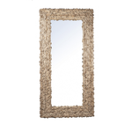 Outside The Box 39x2x79 Ravali Banana Leaf Wood Frame Rectangular Mirror