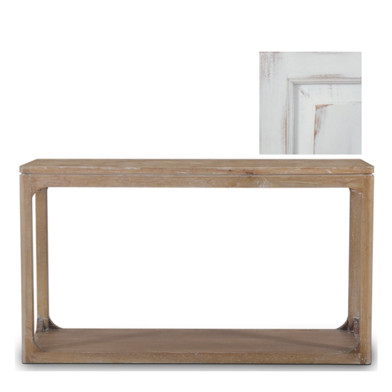 60x20x34 Dulwich Solid Mahogany Console In Weathered White