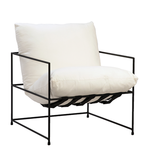 Outside The Box Inska White Cotton Upholstered Iron Frame Accent Chair