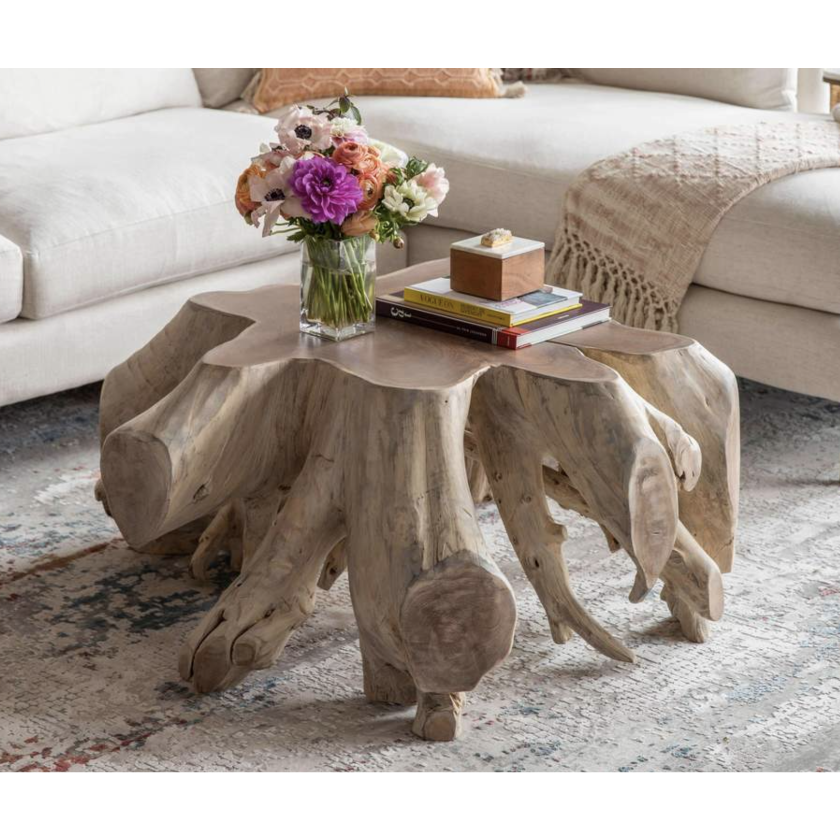 Outside The Box 41" Cypress Natural Solid Wood Coffee Table