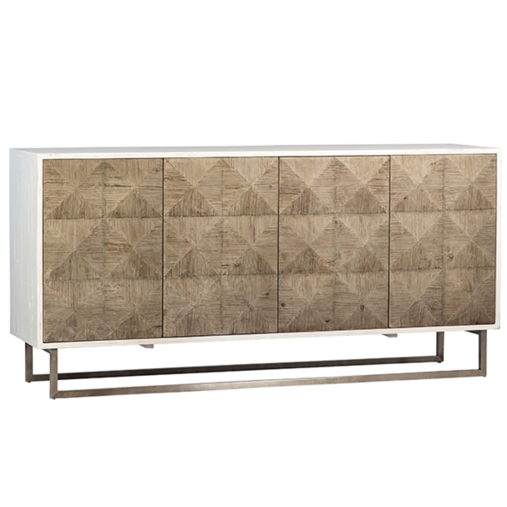 Outside The Box 71x18x35 Dominic Reclaimed White Pine Wood And Stainless Steel Base Sideboard