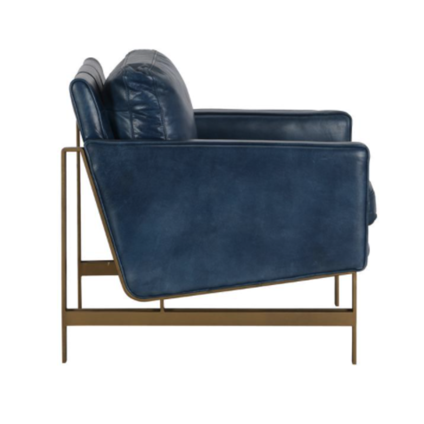 Outside The Box Chazzie Top Grain Blue Leather Club Chair